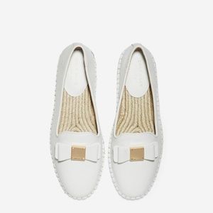 Cole Haan Tall Bow Espadrille White Leather